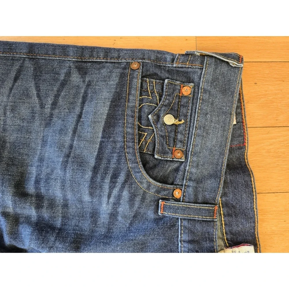 Vintage True Religion Jeans Men 40x34 Ricky Flap Denim Pants Made USA World Tour